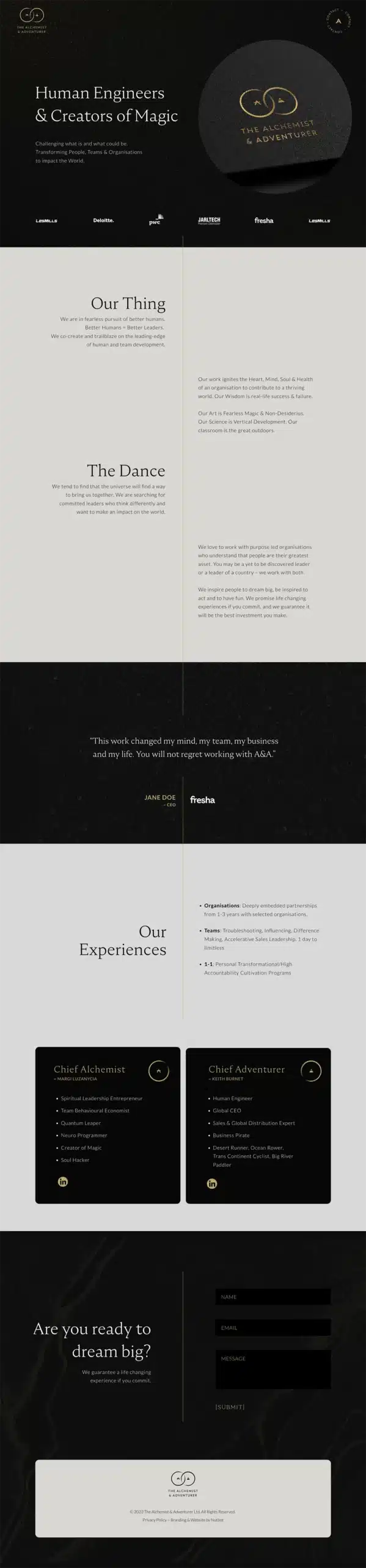 The Alchemist & Adventurer - Web Page Design
