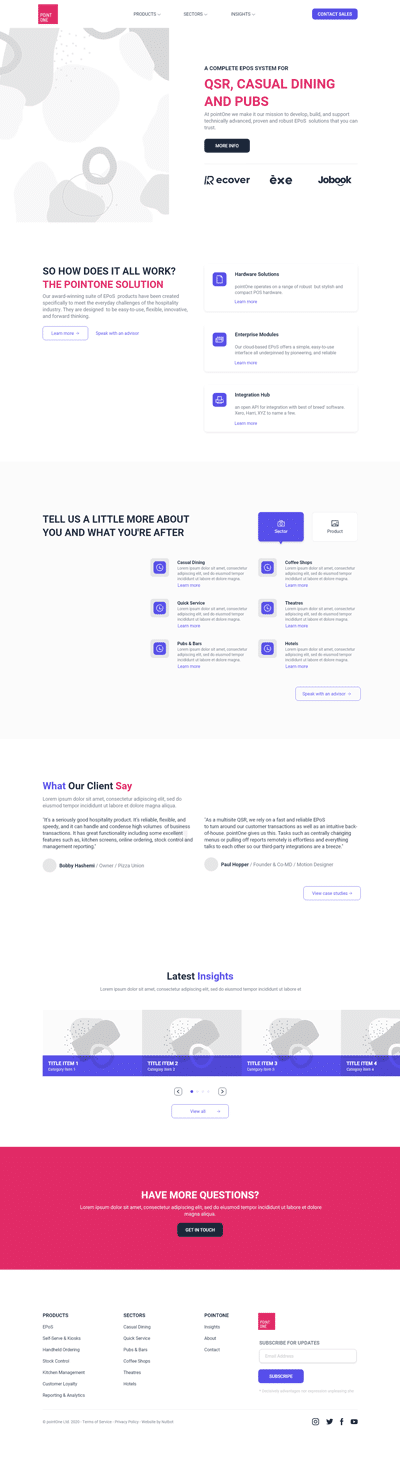 pointone Homepage Wireframe